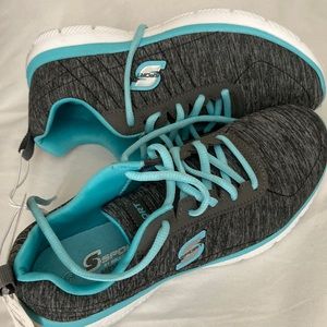 Grey and aqua Skechers sport. Memory foam NWT.